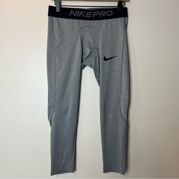 Nike Pro Gray Cropped Running Tights Medium - Picture 1 of 8